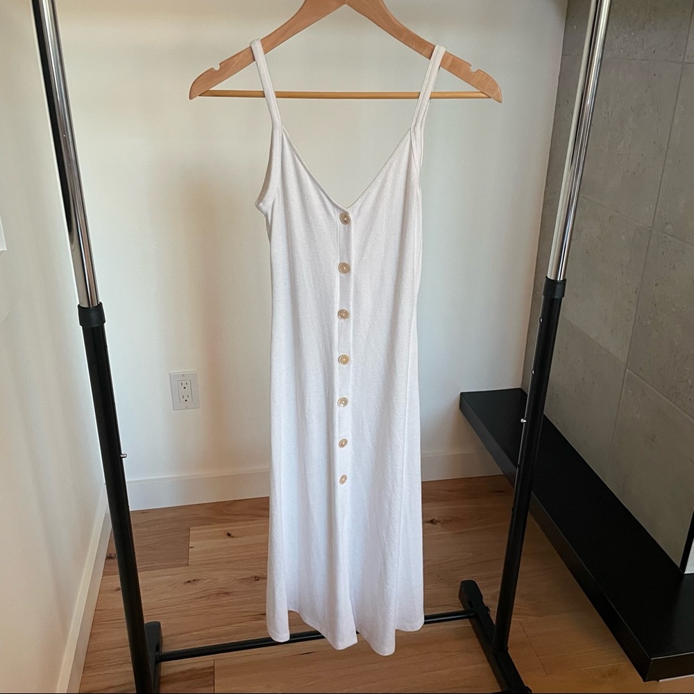 Aritzia Wilfred Free Sleeveless Button Front Knit Dress, White, Size XS